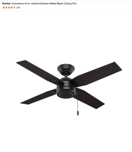 lot 54 image: HUNTER COMMERCE 44 IN. INDOOROUTDOOR MATTE BLACK CEILING FAN. SEE PICTURES
