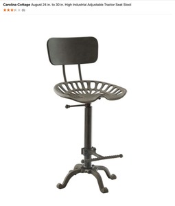 lot 63 image: CAROLINA COTTAGE AUGUST 24 IN. TO 30 IN. HIGH INDUSTRIAL ADJUSTABLE TRACTOR SEAT STOOL. SEE PICTURES