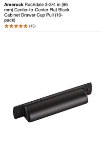 AMEROCK ROCHDALE 3-34 IN. (96MM) CENTER-TO-CENTER FLAT BLACK CABINET DRAWER CUP PULL (10-PACK). SEE PICTURES