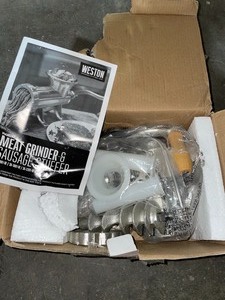 WESTON #8 MANUAL MEAT GRINDER AND SAUSAGE STUFFER. SEE PICTURES