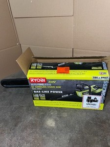 RYOBI 16 IN. 40-VOLT BRUSHLESS LITHIUM-ION CORDLESS CHAINSAW (TOOL ONLY). SEE PICTURES
