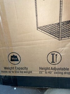 HEAVY-DUTY OVERHEAD GARAGE ADJUSTABLE CEILING STORAGE RACK IN BLACK. SEE PICTURES