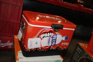 lot 122 image: Svedka Imported Vodka Metal Chest Cooler 22-12Lx14-12Wx16H