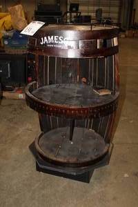 lot 131 image: Jameson Wood Barrel Display 3-tier 24Dx43H