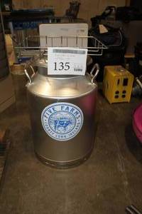 lot 135 image: Five Farms Irish Cream Milk Barrel with Basket Silver 13-34Dx24H