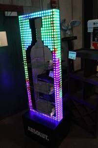 lot 149 image: Absolut Mirrored Lighted Display 3-shelf 23-12Wx18Dx74H