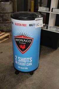 lot 182 image: Monaco Coocktail in a can Floor Cooler with Wheels 16-12Dx36H