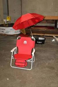 lot 187 image: Lift Bridge Folding Chair with Umbrella Red
