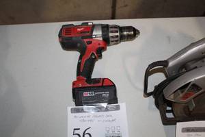 lot 56 image: Milwaukee 18V Cordless Driver Drill  12 2610-20  with Battery