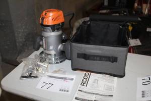 lot 77 image: Ridgid Router R2901 (new)  with Soft Side Carry Bag