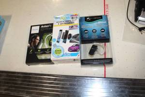 lot 218 image: Lot of (2) Wireless Bluetooth Headsets (in box)  with Air Freshener