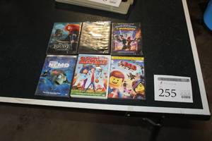 lot 255 image: Lot of (6) DVD Movies  with Brave, Nemo, Lavagirl, Lego, Cloudy Meatballs, Turtles