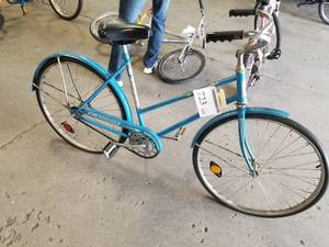 lot 723 image: AMF Roadmaster Womens 22 Single-speed Street Bike with 19 Blue with White Pinstripes Frame