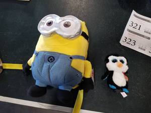 lot 321 image: Lot of (2) Kids Toys  with Despicable Me Backpack, Ty. Inc Waddles from The Beanie Boos Collection