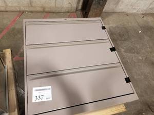 lot 337 image: Metal Lateral File Cabinet 3-drawer PuttyBeige 36Wx18Dx40H