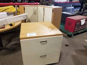 lot 373 image: Lot of (2) Cabinets  with Lower Cabinet 2-drawer, Upper Cabinet 4-door