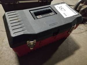 lot 387 image: Plastic Tool Box with Tool Caddy Black