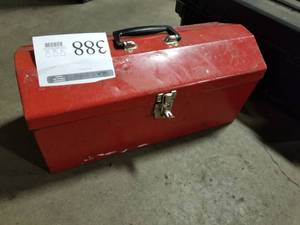 lot 388 image: Metal Tool Box with Tool Caddy Red