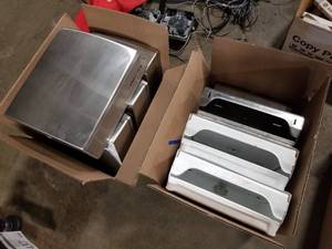 lot 380 image: Lot of (8) Bobrick Stainless Steel Commercial Paper Towel Dispensers