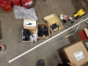 lot 395 image: Fire Com Direct Wire Communication Headset DW-22U  with Motorola V Pagers, Minitor V Belt Clips,  Minitor Pager Batteries, Chargers, Programmer Bases