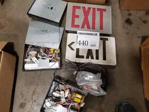 lot 440 image: Lot of (2) Lithonia Lighting Emergency Light EXIT Signs F2ES1R  with Ceiling Mount