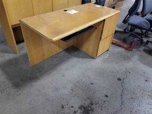 lot 366 image: Wood Office Computer Desk 2-Drawer