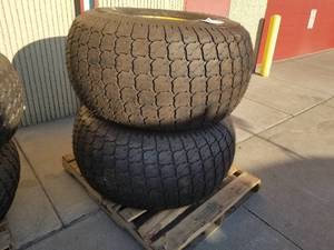 lot 27 image: Lot of (2) Galaxy Turf Special 22.5LLx16.1 R-3 Tubeless Tire On 8-Lug Steel Wheel