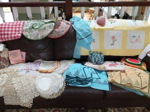 lot 121 image: Collection of Handmade Linens
