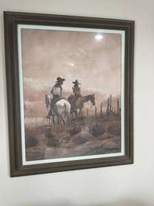 lot 132 image: Large Framed Tarallo Cowboy Canvas