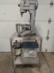 lot 21 image: Hobart Mixer with Cart and Accessories