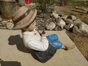 lot 333 image: Cement Pond Figurine of Boy Fishing