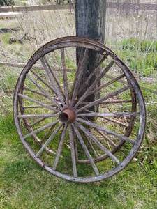 lot 458 image: Two Vintage Wagon Wheels