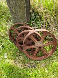 lot 459 image: Four Vintage Wagon Wheels