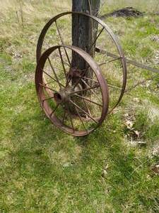 lot 461 image: Two Vintage Wagon Wheels