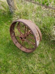lot 456 image: Two Vintage Wagon Wheels