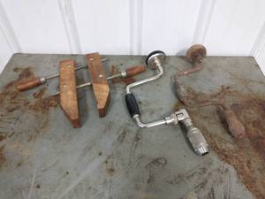 lot 62 image: 10 Wood Clamp And Two Hand Augers