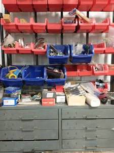 lot 351 image: Eight Drawer Tool Chest With Contents And Containers Full Of Misc. Hardware