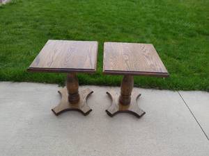 lot 606 image: Pair of Handmade Wood End Tables.
