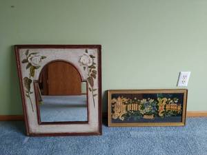 lot 718 image: Two Wall Dcor Items Including Vintage Framed Home Sign