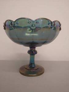 lot 47 image: Carnival Glass Large Blue Compote Dish