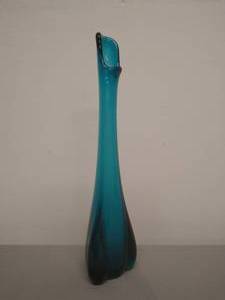 lot 50 image: Vintage Swung Glass Vase Blue