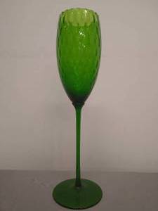 lot 51 image: Retro Green  Glass Goblet Vase