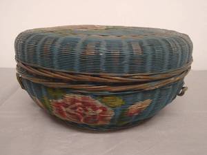 lot 69 image: Vintage Painted Basket with cover