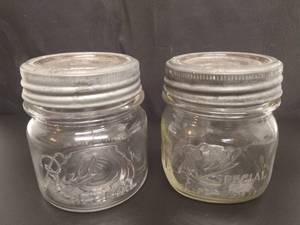 lot 86 image: Ball Special Wide Mouth Jars Glass Lids