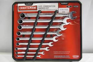 lot 800 image: Craftsman 9-Piece SAE Standard Combination Wrench Set - New