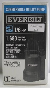 lot 823 image: Everbilt 16 HP Plastic Submersible Utility Pump