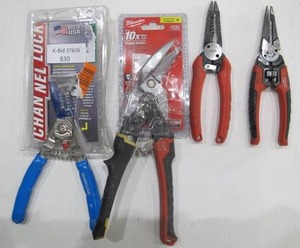 lot 830 image: Lot of 4 Milwaukee ChannelLock Pliers Snippers