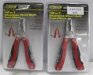 lot 828 image: 2-Pack Steel Grip 12-In-1 Multi-Tools with Pliers
