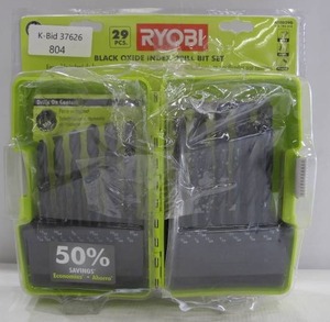 lot 804 image: Ryobi 29-Piece Black Oxide Index Drill Bit Set