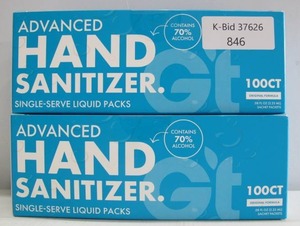 lot 846 image: 2 Boxes (200 Count) Advanced Hand Sanitizer Liquid Packs